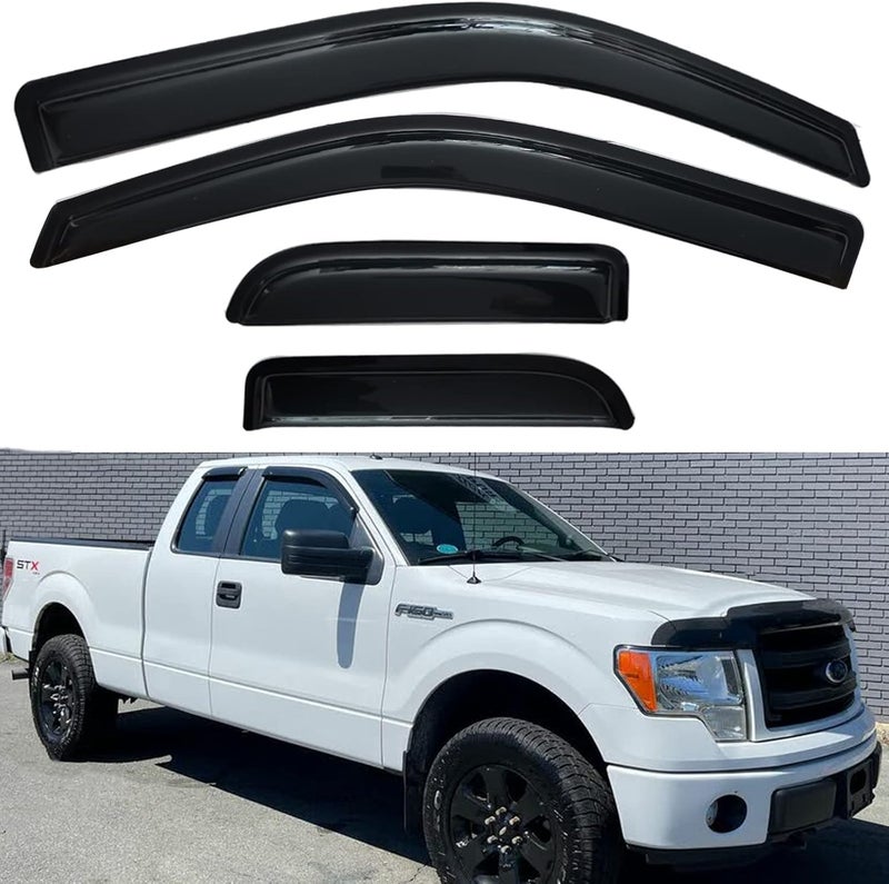 TONOYTIM Window Visors Rain Guards Side Vent Guard Shade Sun Wind Deflectors for Ford F150 2004-2014 Super/Extended cab, 94738 4-Pieces Set - Image 2